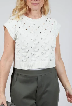 Cable Knit Sweater Vest in Off White