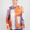 Cadence Shirt with Volume Sleeves in Linear Ultra Violet