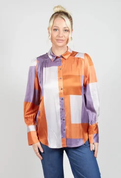 Cadence Shirt with Volume Sleeves in Linear Ultra Violet