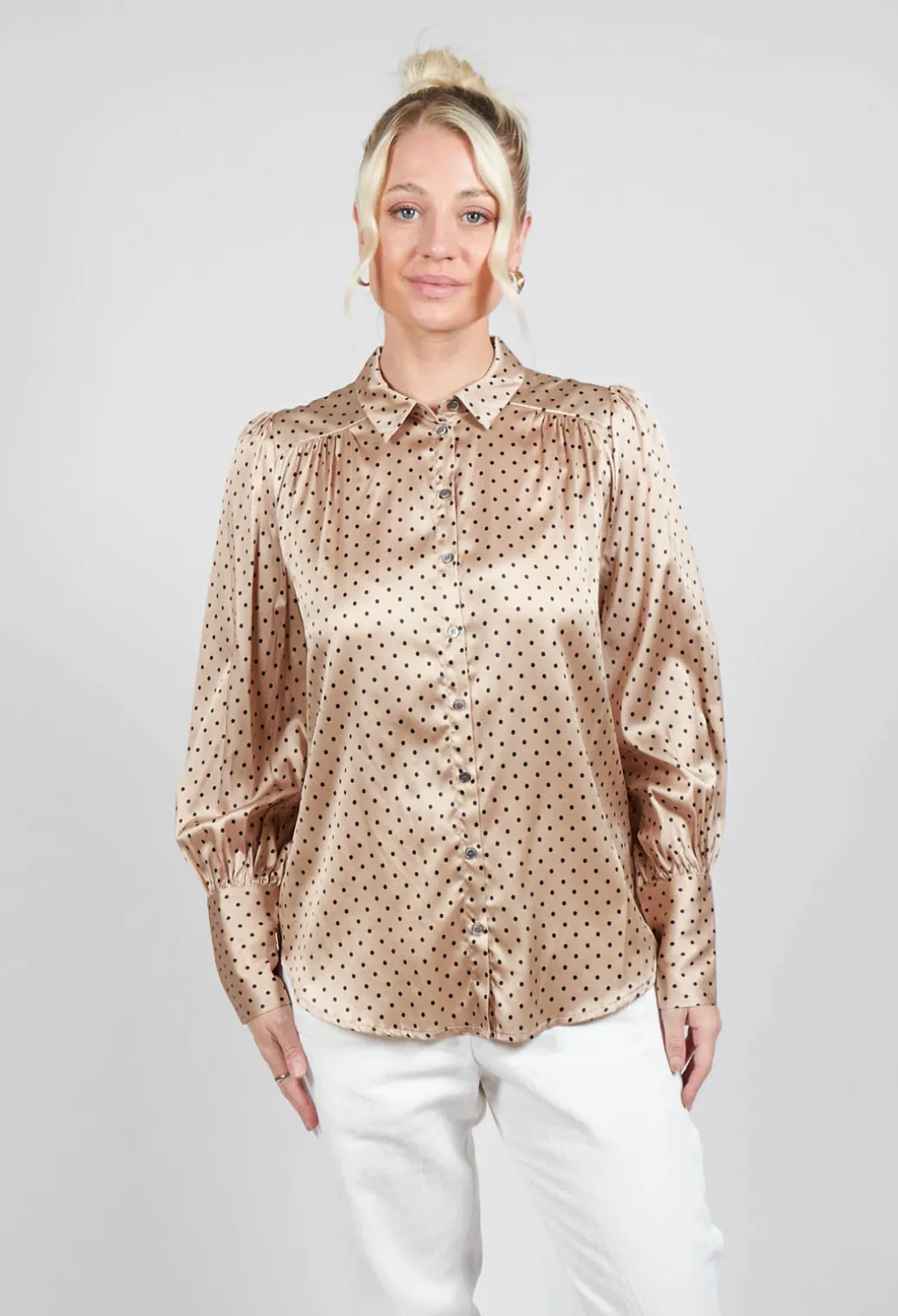 Cadence Shirt with Volume Sleeves in Dot