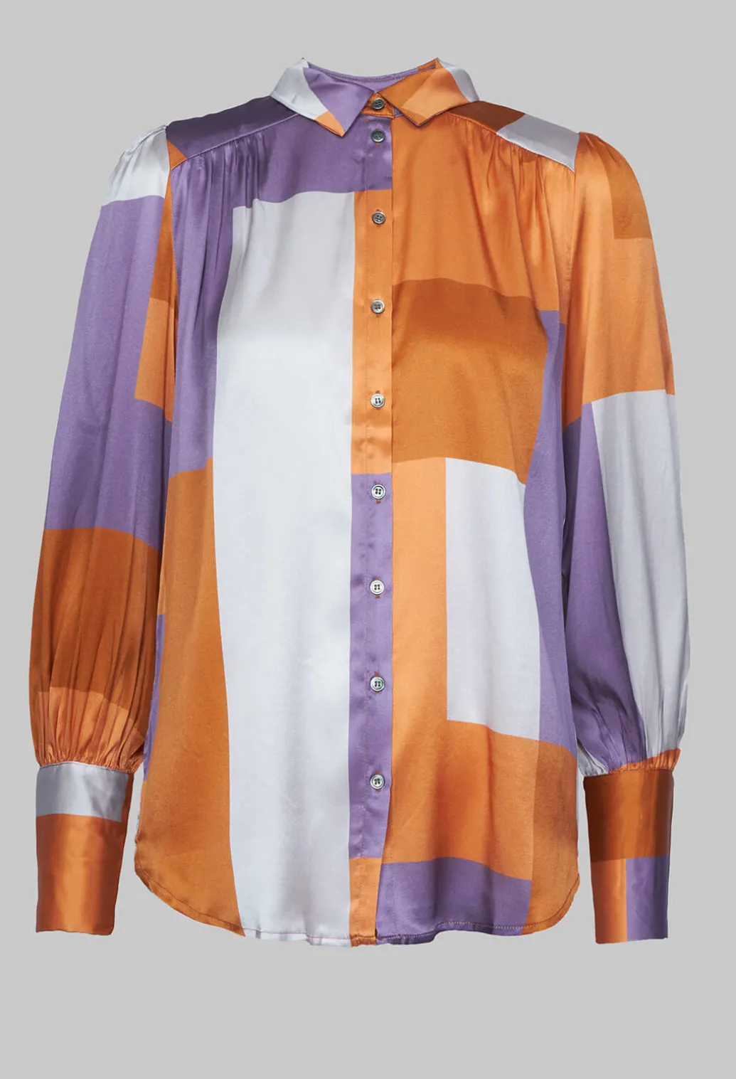Cadence Shirt with Volume Sleeves in Linear Ultra Violet