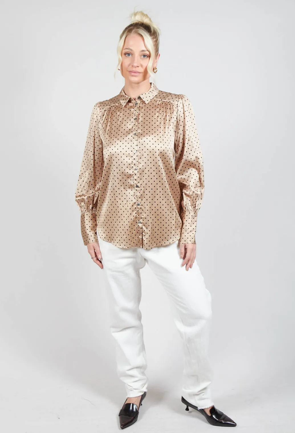 Cadence Shirt with Volume Sleeves in Dot