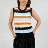 Caillou Knitted Vest in Noir Multi Stripe