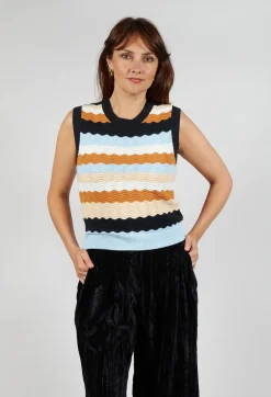 Caillou Knitted Vest in Noir Multi Stripe