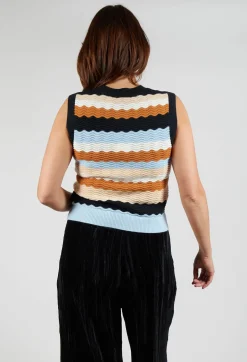 Caillou Knitted Vest in Noir Multi Stripe