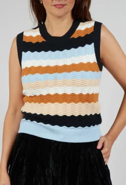 Caillou Knitted Vest in Noir Multi Stripe