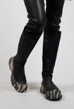 Calf Length Boots in Gasoline Nero