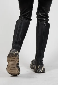 Calf Length Boots in Gasoline Nero