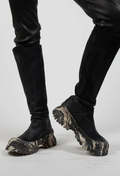 Calf Length Boots in Gasoline Nero