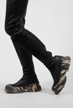 Calf Length Boots in Gasoline Nero