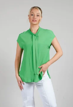 Capped Sleeve Blouse in Flash Green