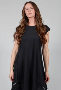 Capped Sleeve Dress in Black
