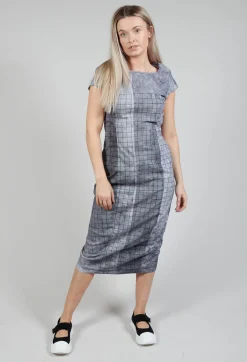 Capped Sleeve Slim Fit Dress in Black Print