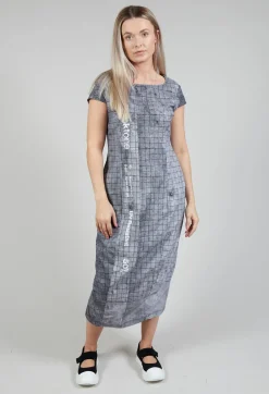 Capped Sleeve Slim Fit Dress in Placed Black Print