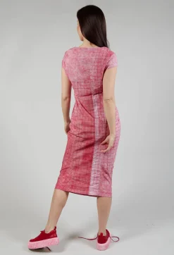 Capped Sleeve Slim Fit Dress in Placed Chili Print