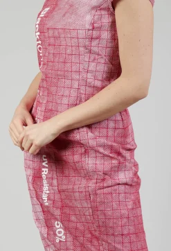 Capped Sleeve Slim Fit Dress in Placed Chili Print