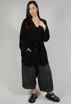 Cardigan in Viscosa Tinto Freddo Nero