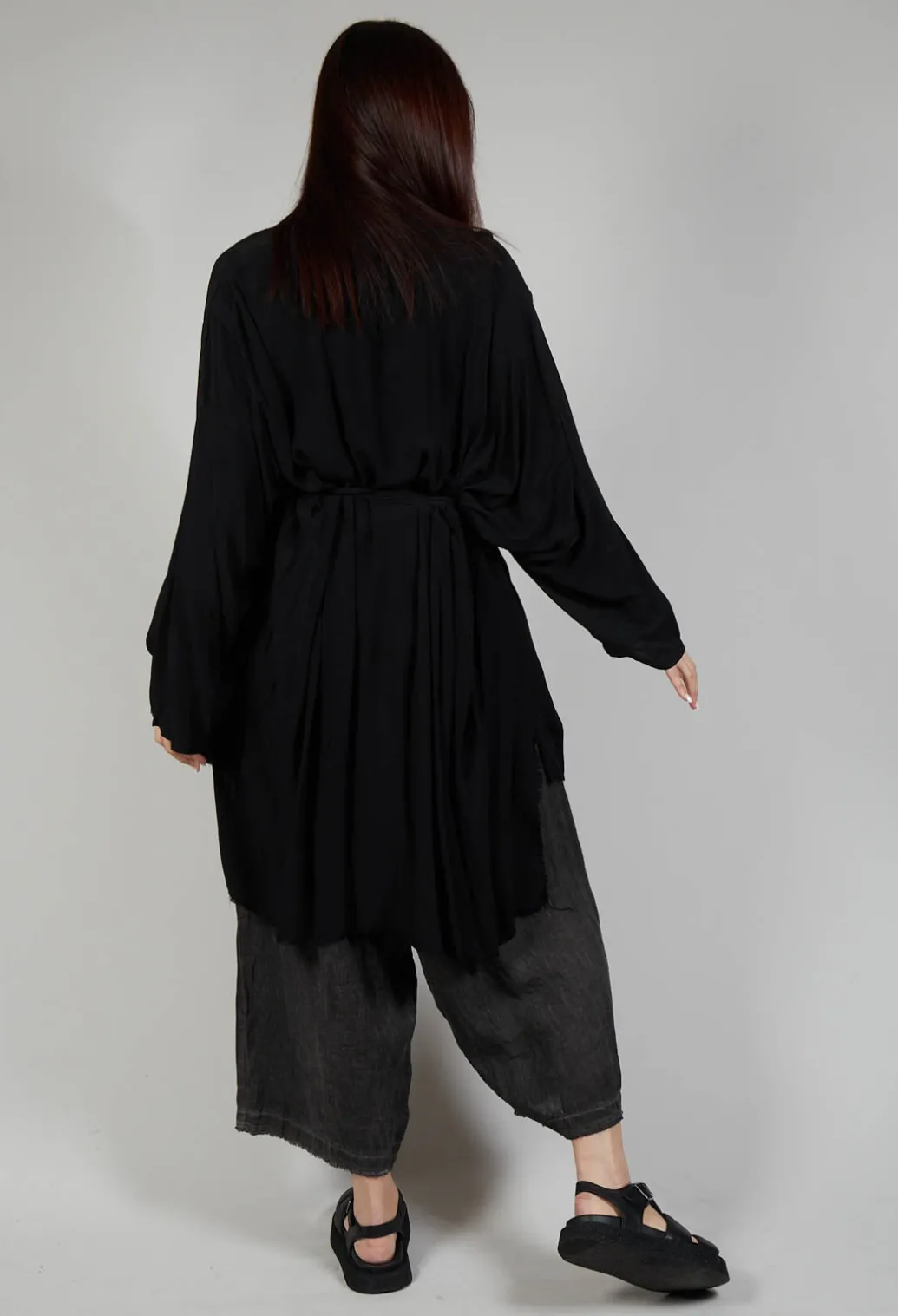 Cardigan in Viscosa Tinto Freddo Nero