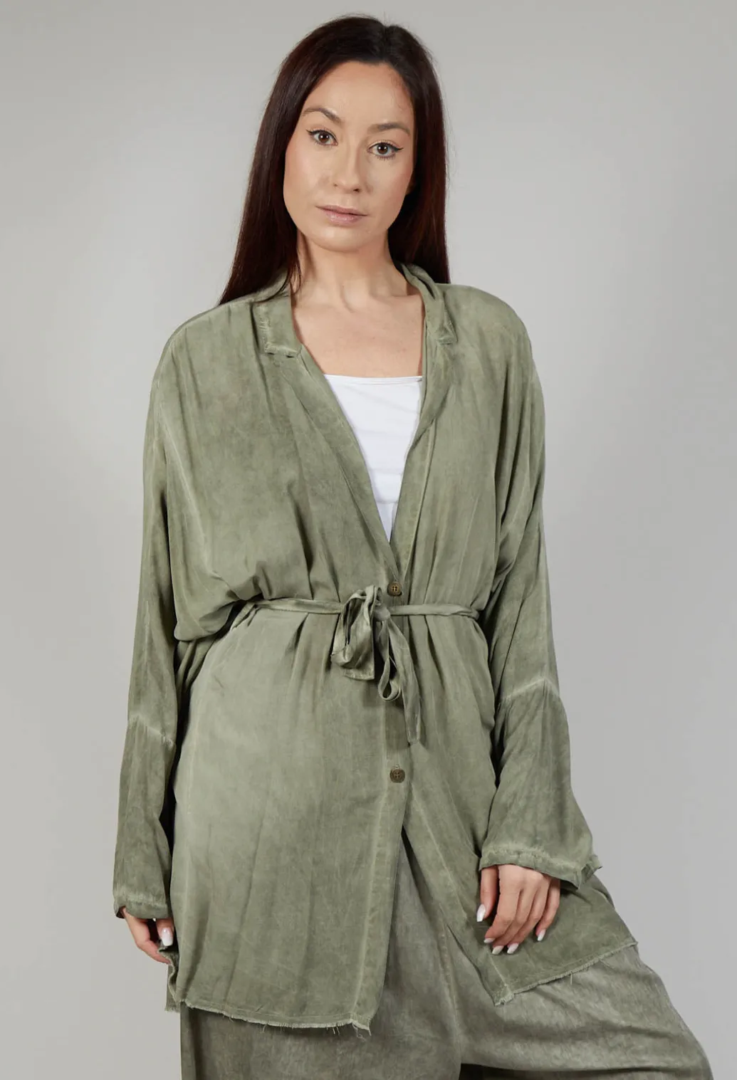Cardigan in Viscosa Tinto Freddo Olive