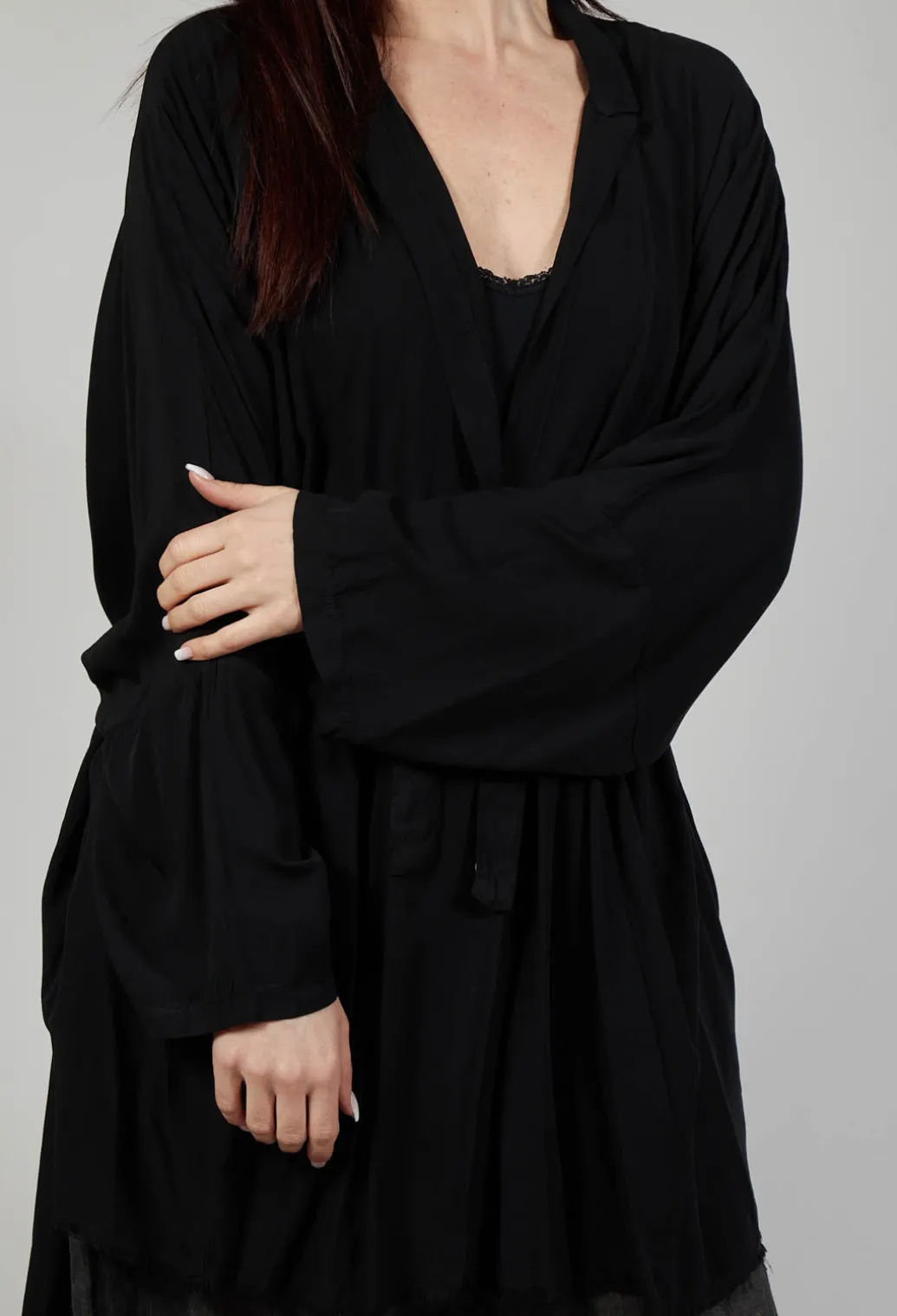 Cardigan in Viscosa Tinto Freddo Nero