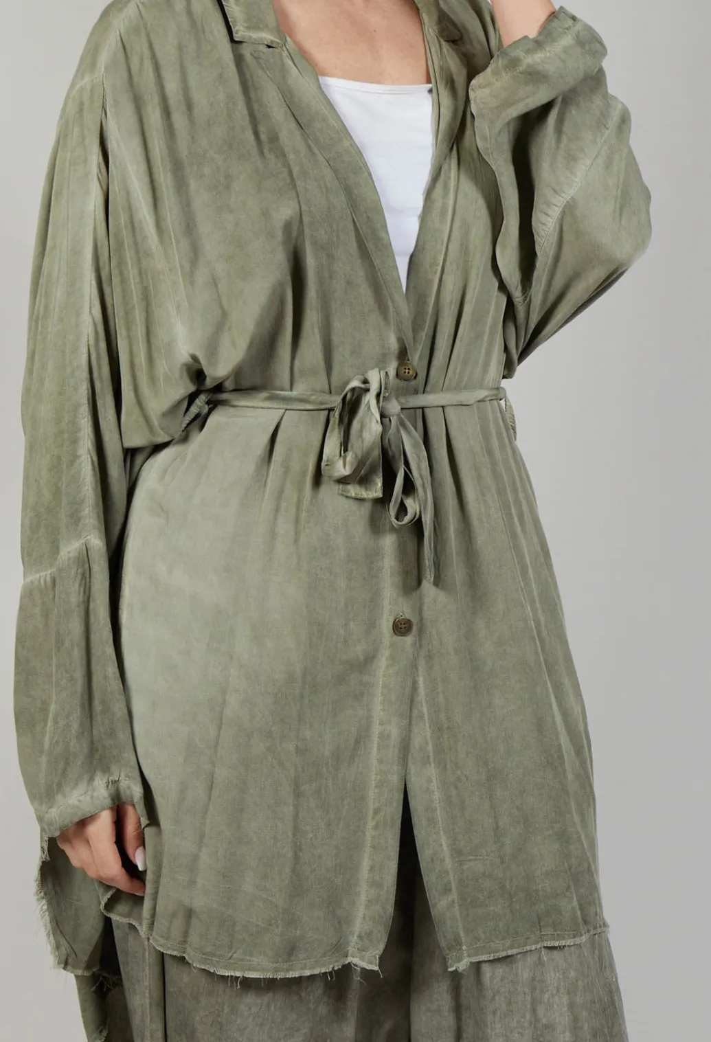 Cardigan in Viscosa Tinto Freddo Olive