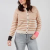Cardigan with Degrade Stripes in White Swan