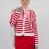 Cardigan with Degrade Stripes in Urban Red
