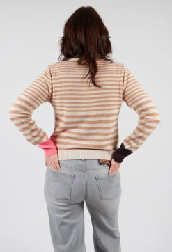 Cardigan with Degrade Stripes in White Swan