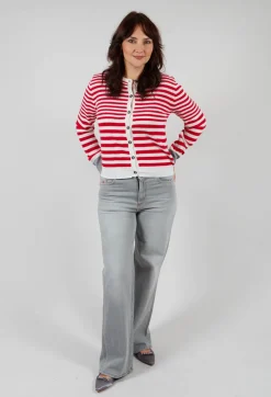 Cardigan with Degrade Stripes in Urban Red