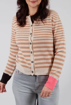 Cardigan with Degrade Stripes in White Swan