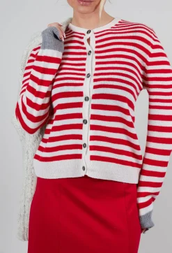 Cardigan with Degrade Stripes in Urban Red