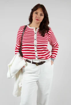 Cardigan with Degrade Stripes in Urban Red