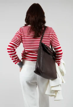 Cardigan with Degrade Stripes in Urban Red