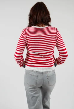Cardigan with Degrade Stripes in Urban Red