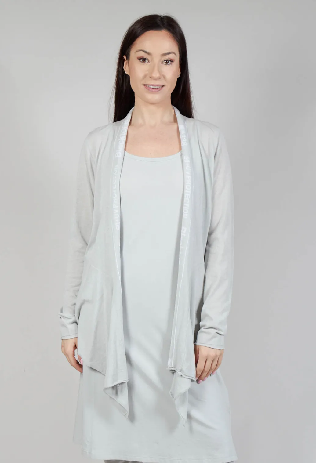 Cardigan with Lettering Detail in Grey Jacquard