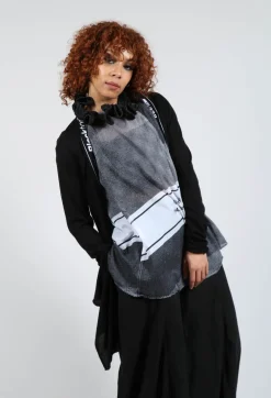 Cardigan with Lettering Detail in Black Jacquard