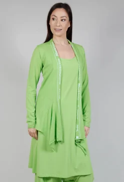 Cardigan with Lettering Detail in Lime Jacquard
