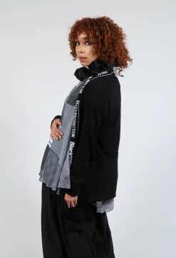Cardigan with Lettering Detail in Black Jacquard