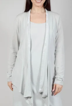 Cardigan with Lettering Detail in Grey Jacquard