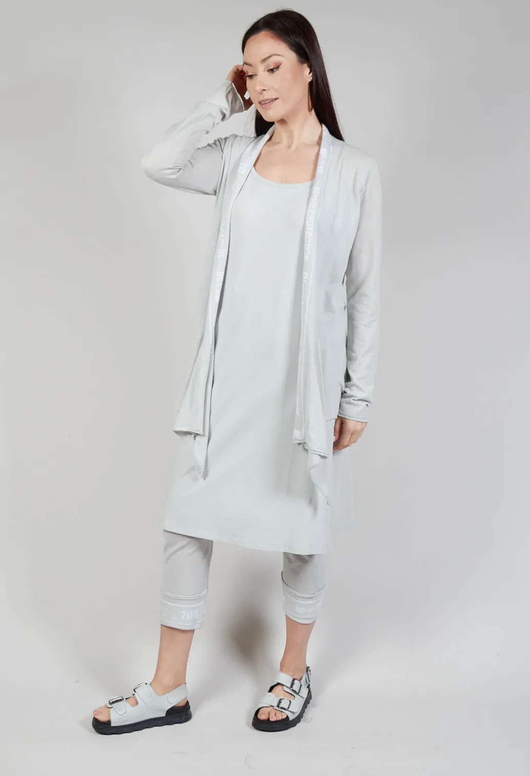 Cardigan with Lettering Detail in Grey Jacquard