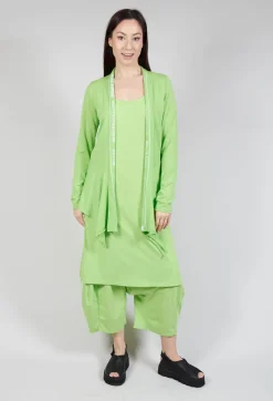 Cardigan with Lettering Detail in Lime Jacquard
