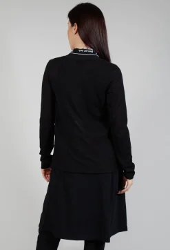 Cardigan with Lettering Detail in Black Jacquard