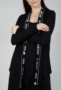Cardigan with Lettering Detail in Black Jacquard