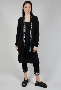 Cardigan with Lettering Detail in Black Jacquard