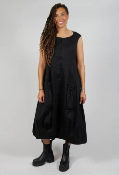 Cargo Style Sleeveless Dress in Black