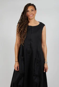 Cargo Style Sleeveless Dress in Black