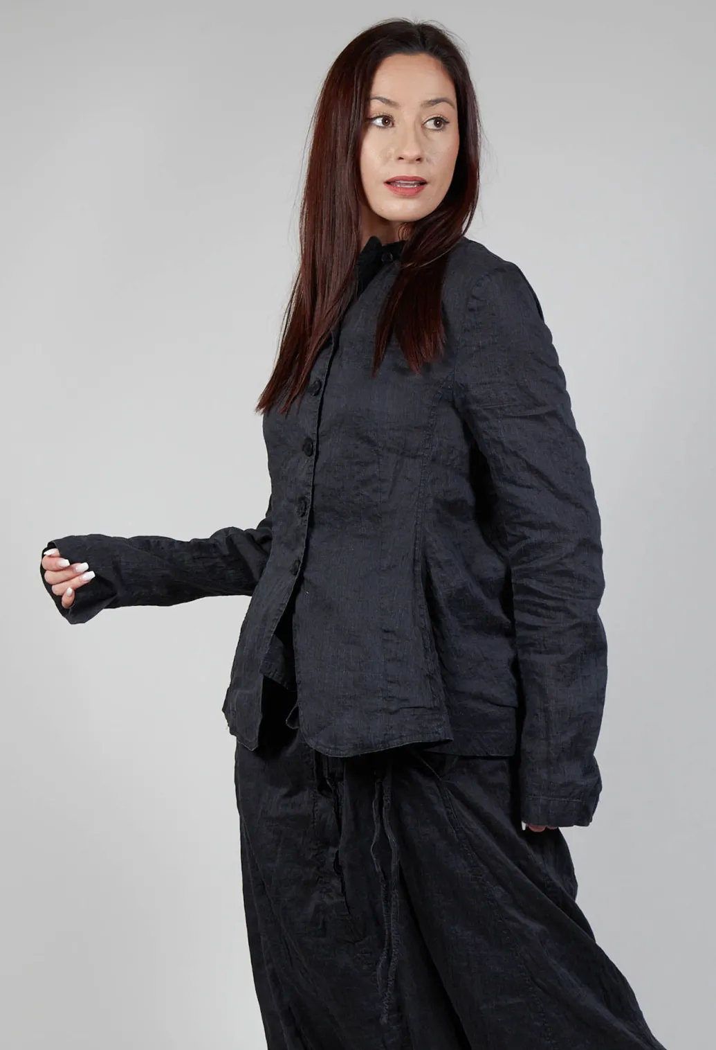 Cascade Collar Jacket in Blk Melange