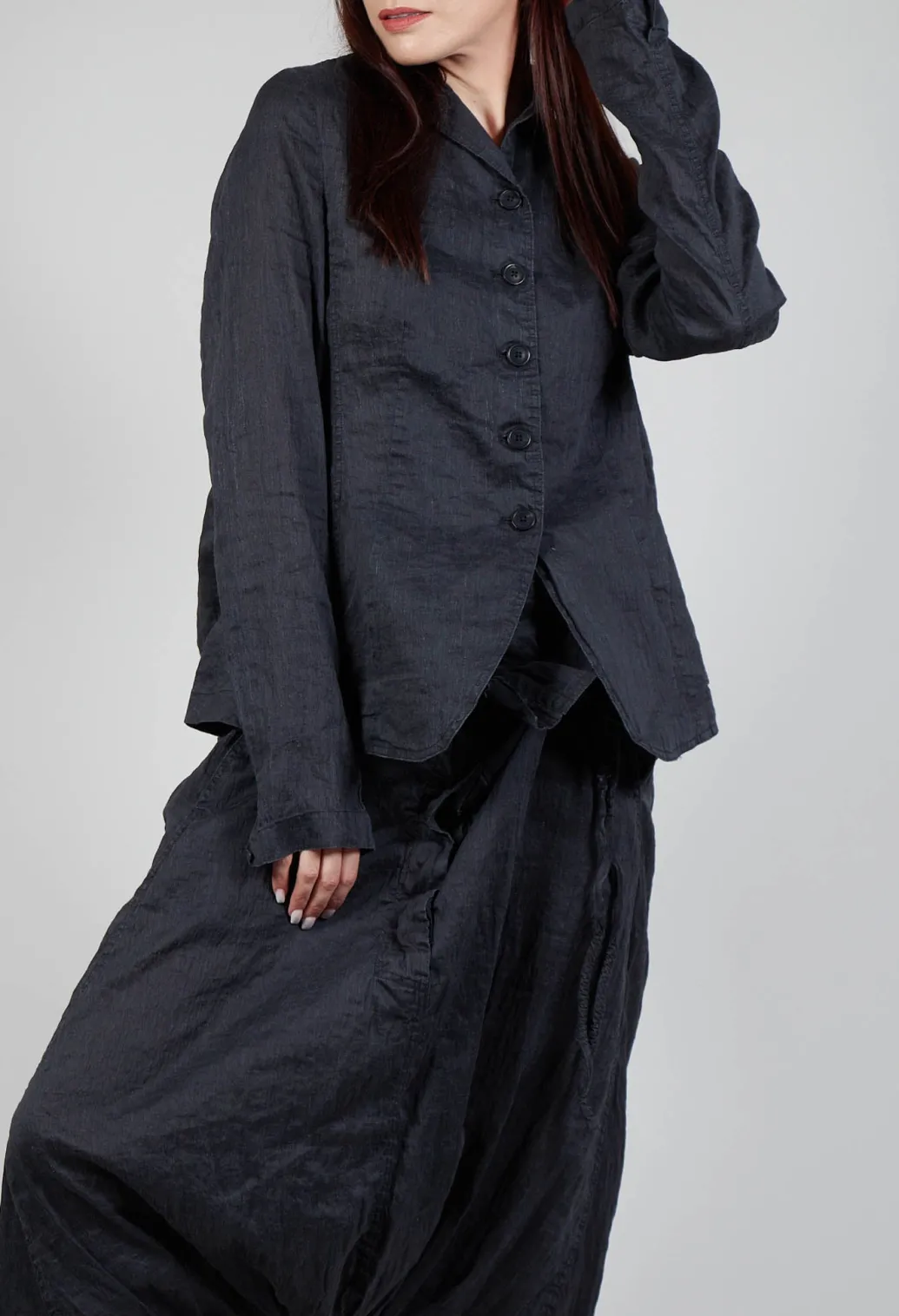 Cascade Collar Jacket in Blk Melange