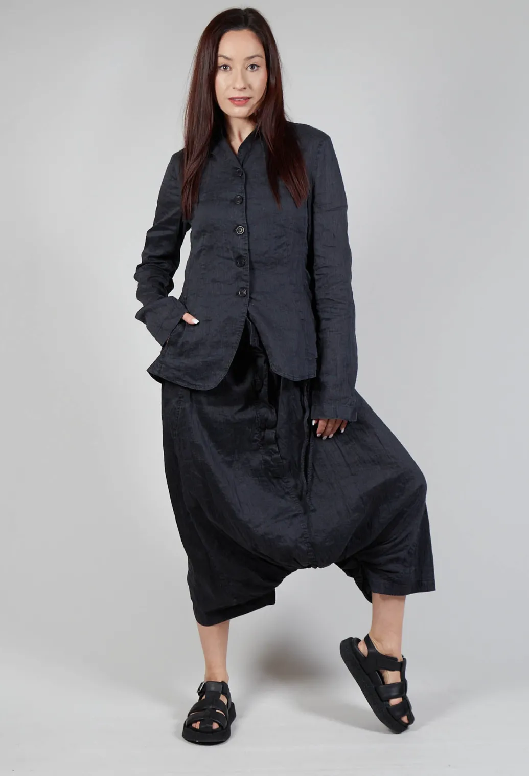 Cascade Collar Jacket in Blk Melange