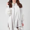 Cashmere Jumper with Fur Trim Sleeves in Fog